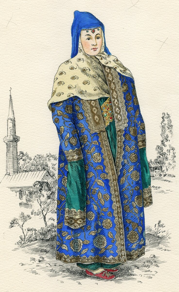 Женщина казанских татар. Копия с картины А. Мартынова. Начало 20 в. Худ. Д.Н. Залялетдинов.