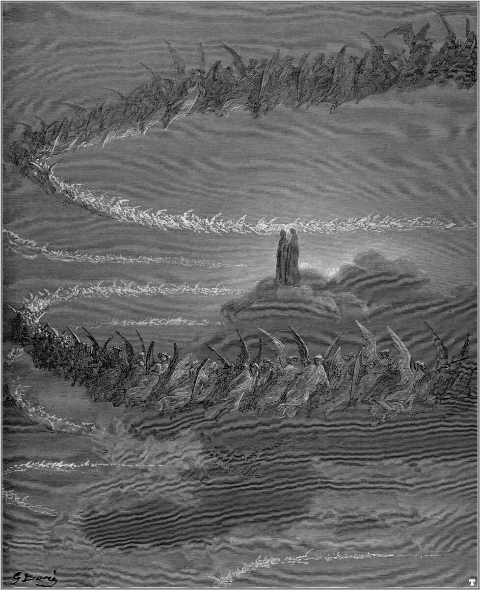 Иллюстрация Г. Доре к «Раю» «Божественной комедии» Данте. Как считается, источник вдохновения М. Петипа на выход теней. 