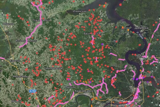 Чернушка карта со спутника в реальном времени