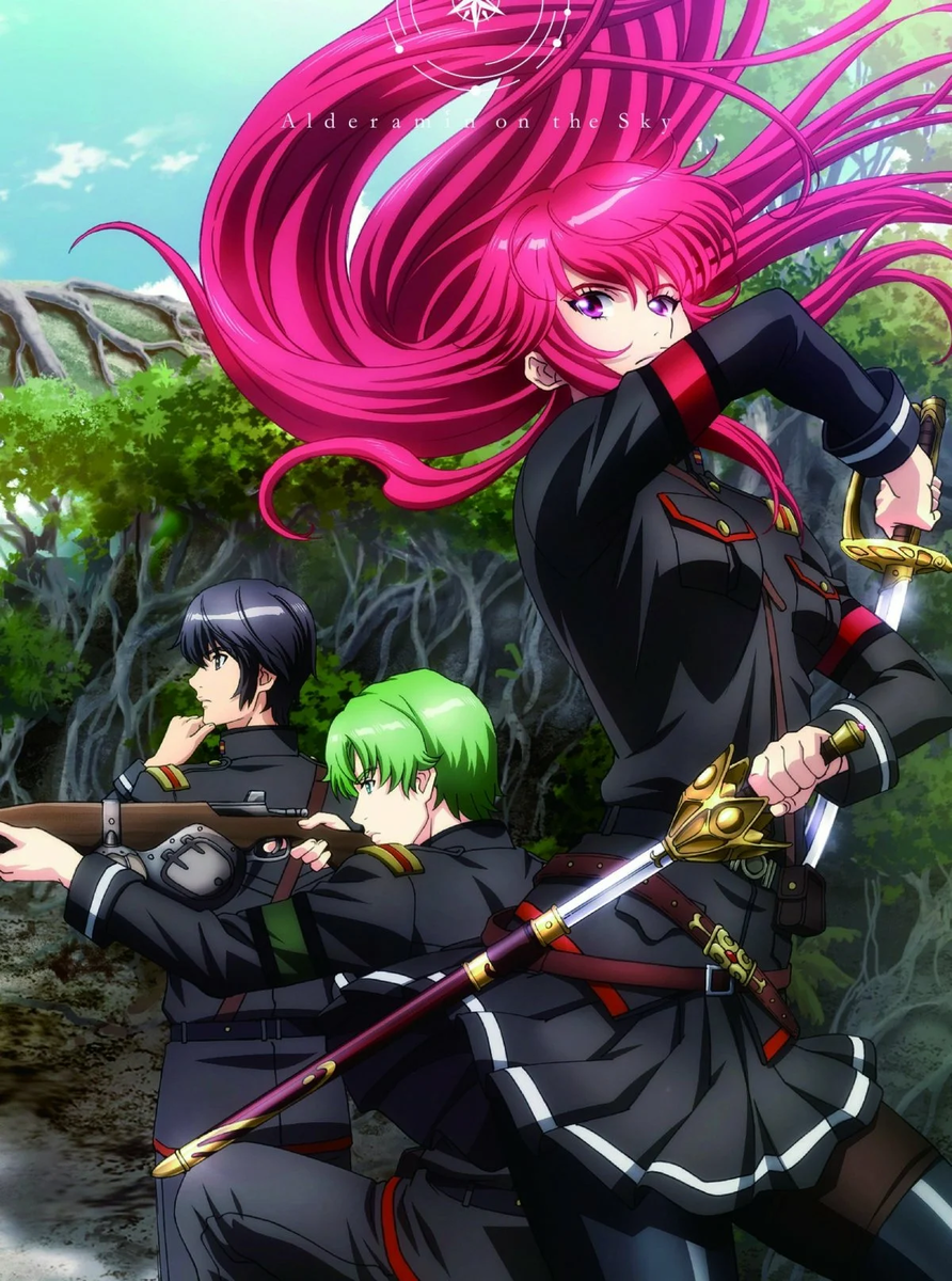 Описание: Сюжет аниме сериала «Заводной дух войны: Альдерамин в небе» переносит нас в некогда могучую империю Катварна, некогда она была сильна и непобедима, сейчас же одна из ее частей подтачивается вражеской осадой, некая Киокская республика уже не первый день держит осаду и соответственно не безрезультатно. Столицу им взять вообще не удается . Но это скорее всего очень временное явление и империя в спешном порядке готовит новоиспеченных вояк идти на фронт. Выпускников имперской военной академии ждет честь принять участие в спасении империи, но прежде им предстоит сдать адский выпускной экзамен, но сдать его будет суждено не всем, ибо он чертовски сложный и он вообще состоит из нескольких этапов. И сразу же после прохождения этого испытания новый офицер отправляется прямиком на передовую (честно не совсем понятно, чего так упираться в воспитание пушечного мяса, так себе шуточка согласна). И тут на передний план выходит дитя клана военных по фамилии Игсем, довольно знатная в определенных очень узких кругах фамилия. И соответственно ее семейный статус позволяет ей занять только первое место иначе она станет позором для всего рода, а это согласитесь получается не очень то приятно. Каким образом она будет этих успехов достигать? 
