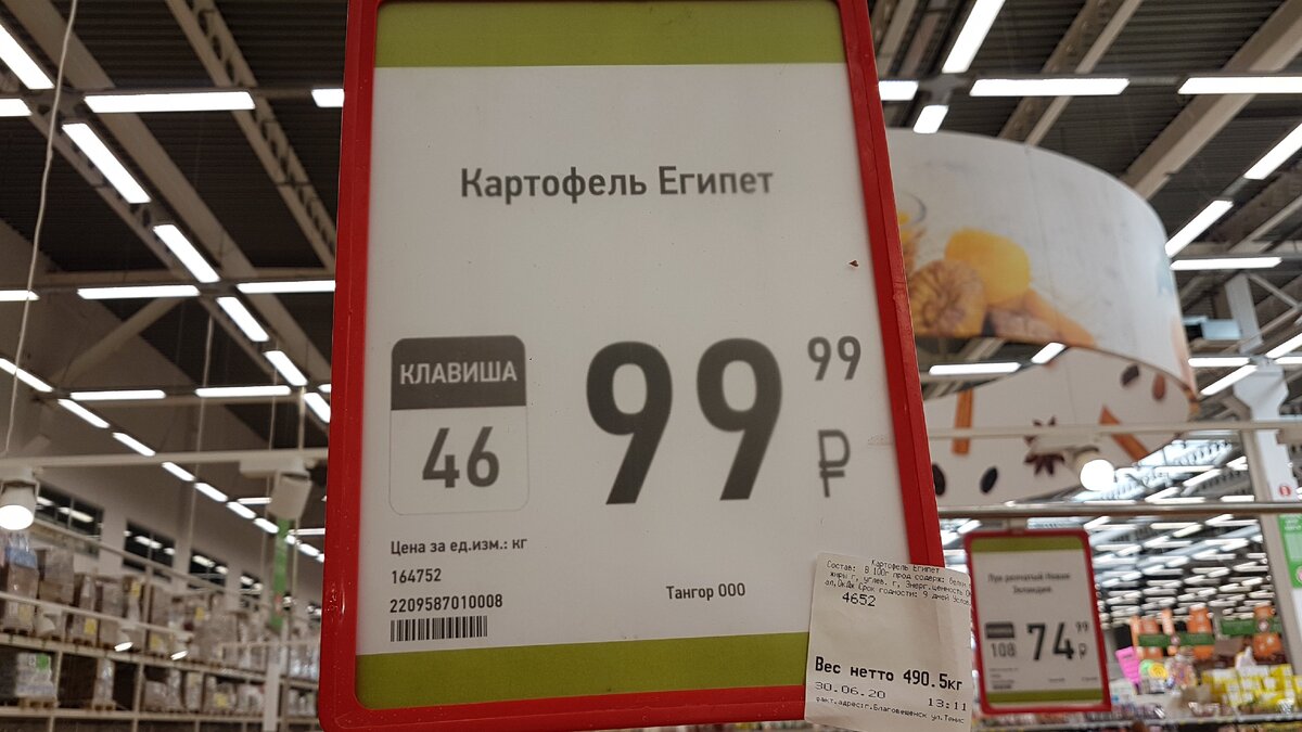 Ценник на картофель из Египта.