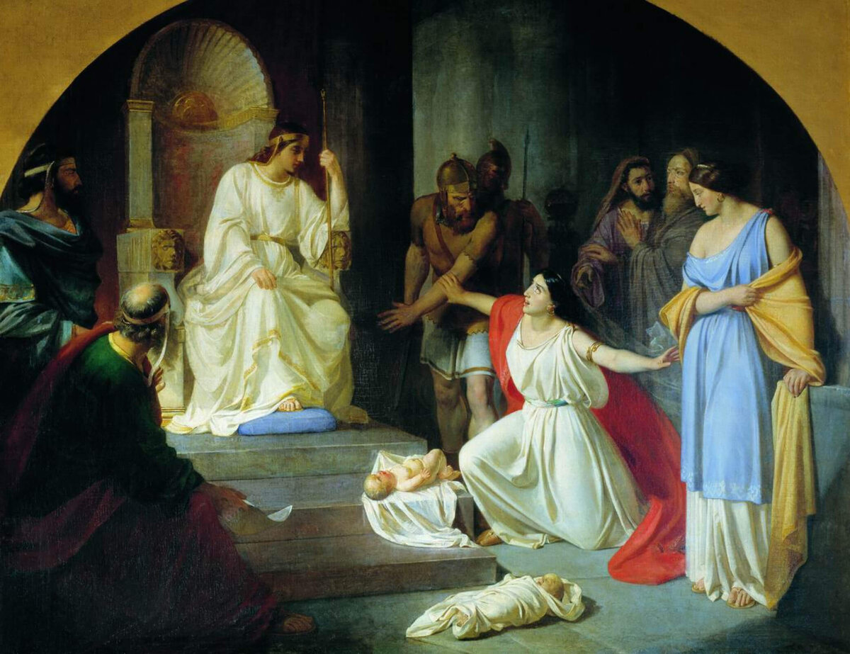 "Суд царя Соломона" Н.Н. Ге, холст, масло, 1854 год
