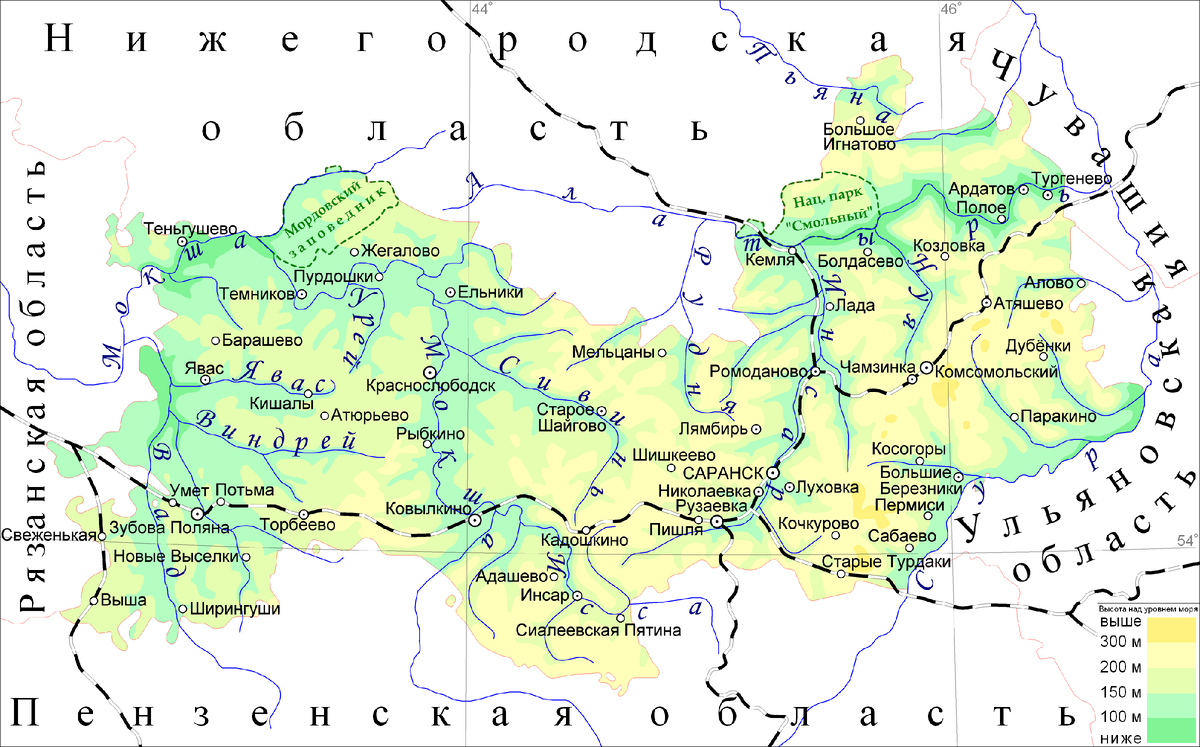 Мордва субъект. Географическая карта Республики Мордовия. Реки Мордовии на карте. Республика Мордовия физическая карта. Карта Мордовии реки и озера.