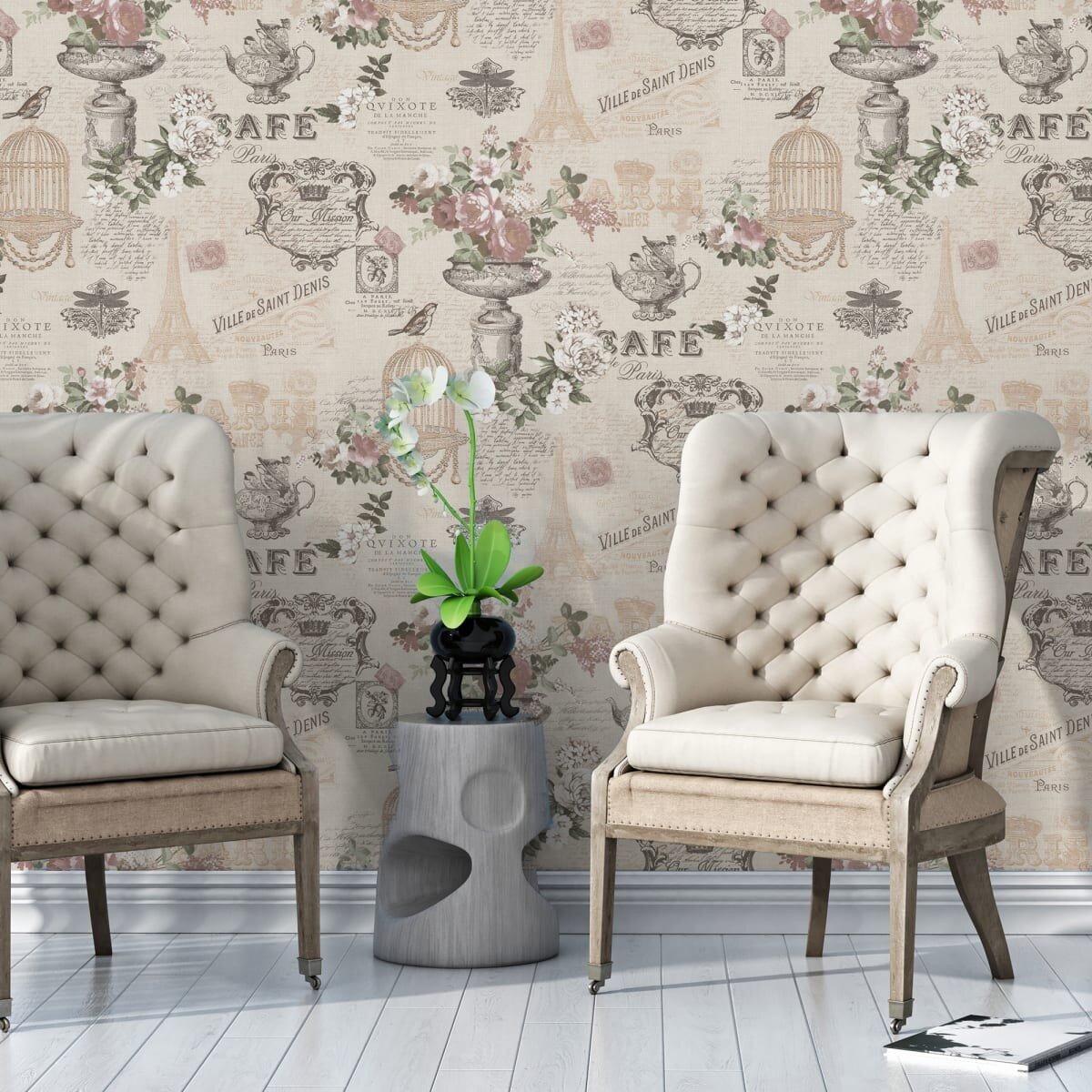 Обои бумажные Московская Обойная Фабрика Винтаж бежевые 