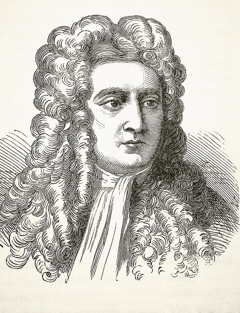 Сэр Исаак Ньютон (1642-1727), Английский физик и математический ученый. Из национальной и внутренней истории Англии. Уильям Обри. Опубликовано Лондоне около 1890 