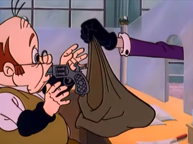    Ограбление банка Цитата из м/ф «Незнайка на Луне». Реж. Юрий Бутырин, Александр Люткевич. 1997. Россия