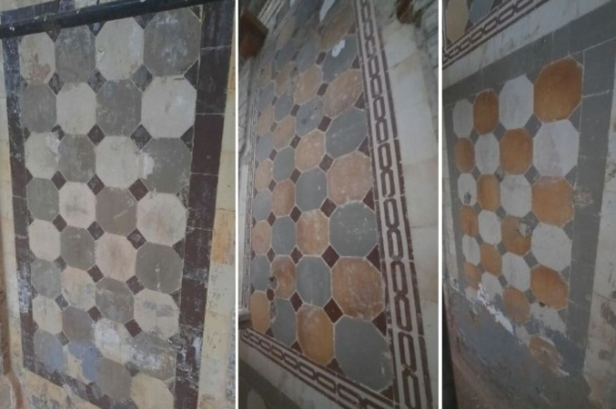    В Самаре при ремонте Дома купца Колосова нашли уникальную отделку плиткой