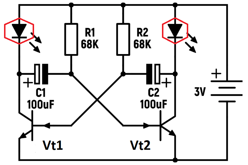 Схема симметричного мультивибратора