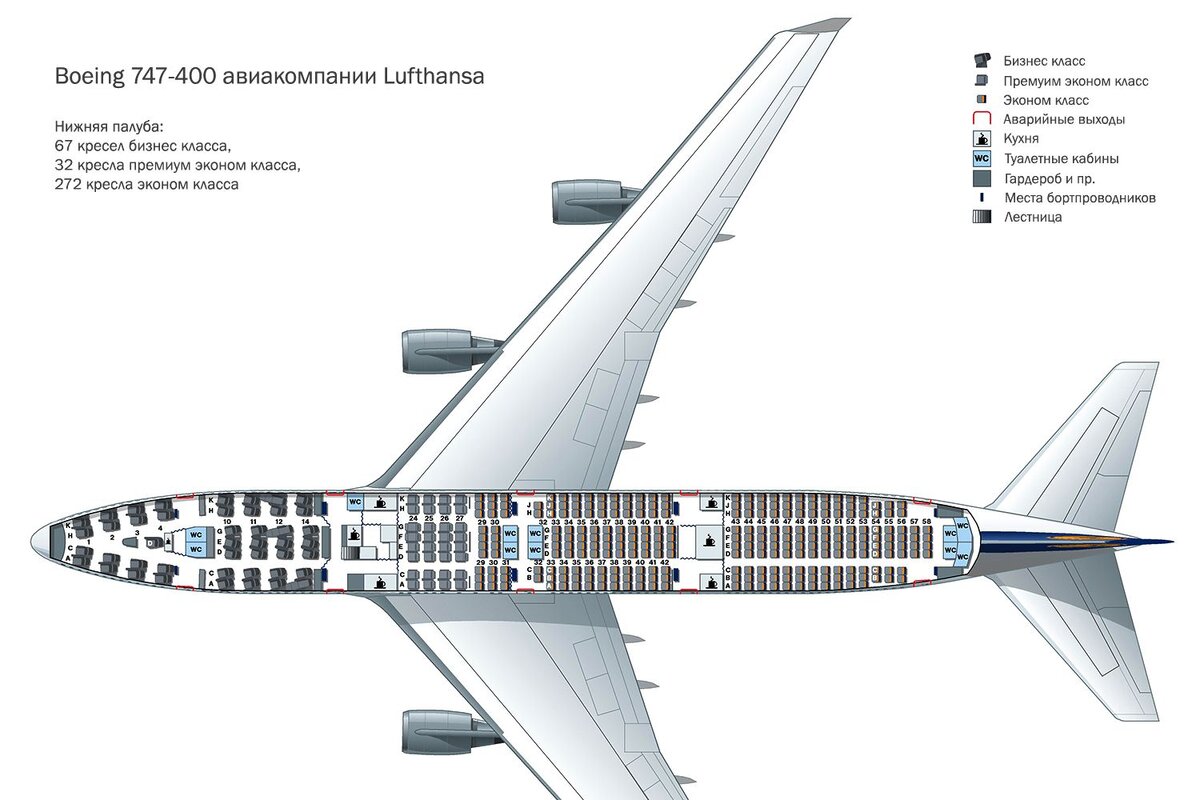 План самолета Боинг 747-400