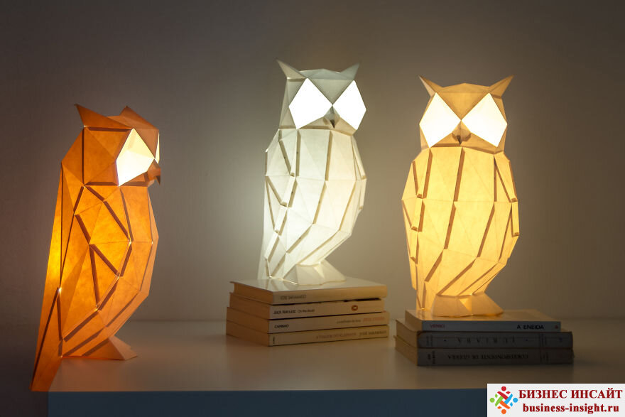 Лампа в виде животного в стиле оригами