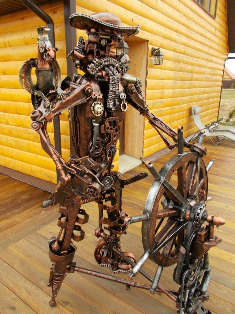 Стимпанк-фигурка Капитан со штурвалом в полный рост