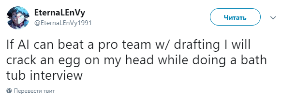 Если ИИ сможет победить профессиональную команду с драфтами, я разобью яйцо о голову во время интервью в ванной.