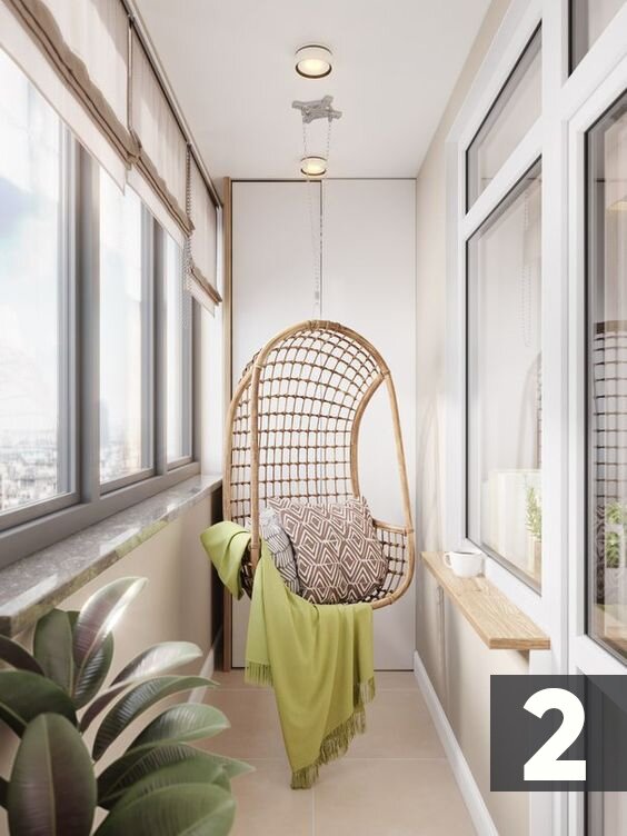 2. Подвесное кресло. Идея для тех, кто любит часами нежиться с книгой или домашним питомцем.
