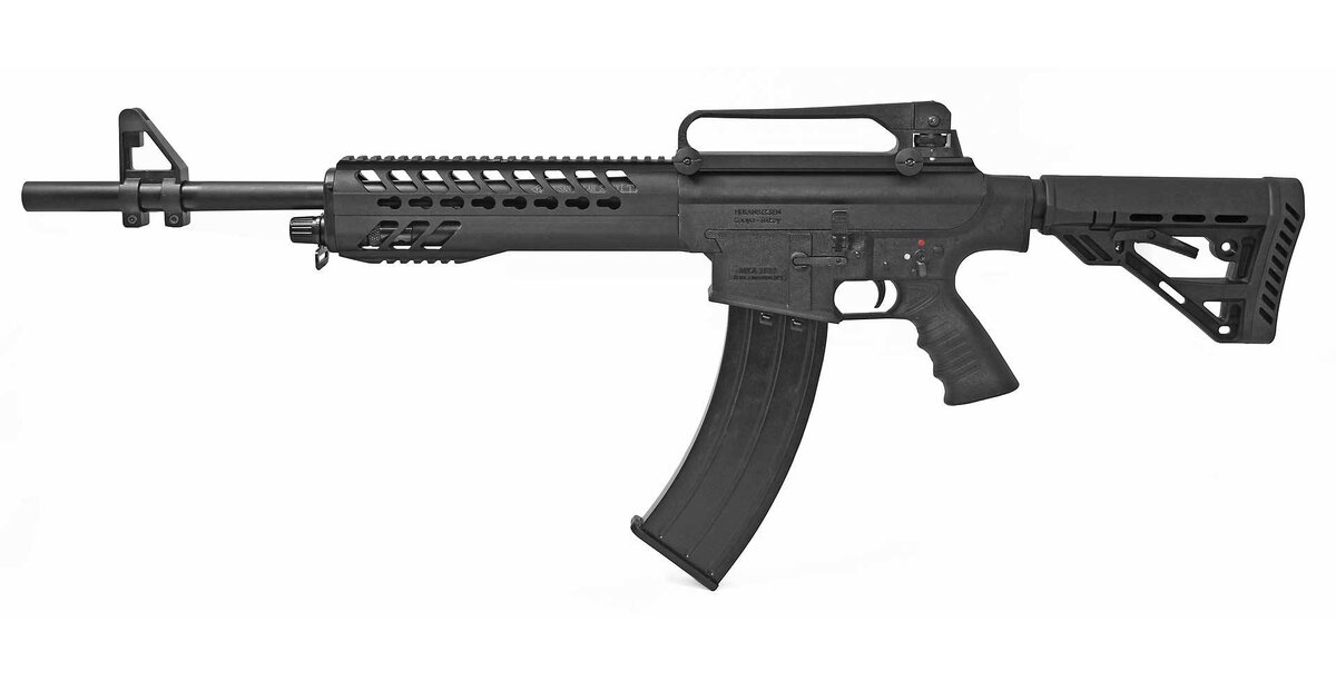 В базе идет диоптрический прицел, система перезарядки газоотводная автоматика .