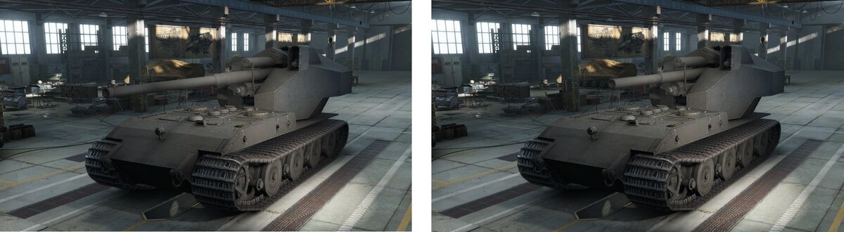 Вид техники в Ангаре с двумя вариантами вооружения: 12,8 cm Kanone L/61 и 15 cm Pak L/38 