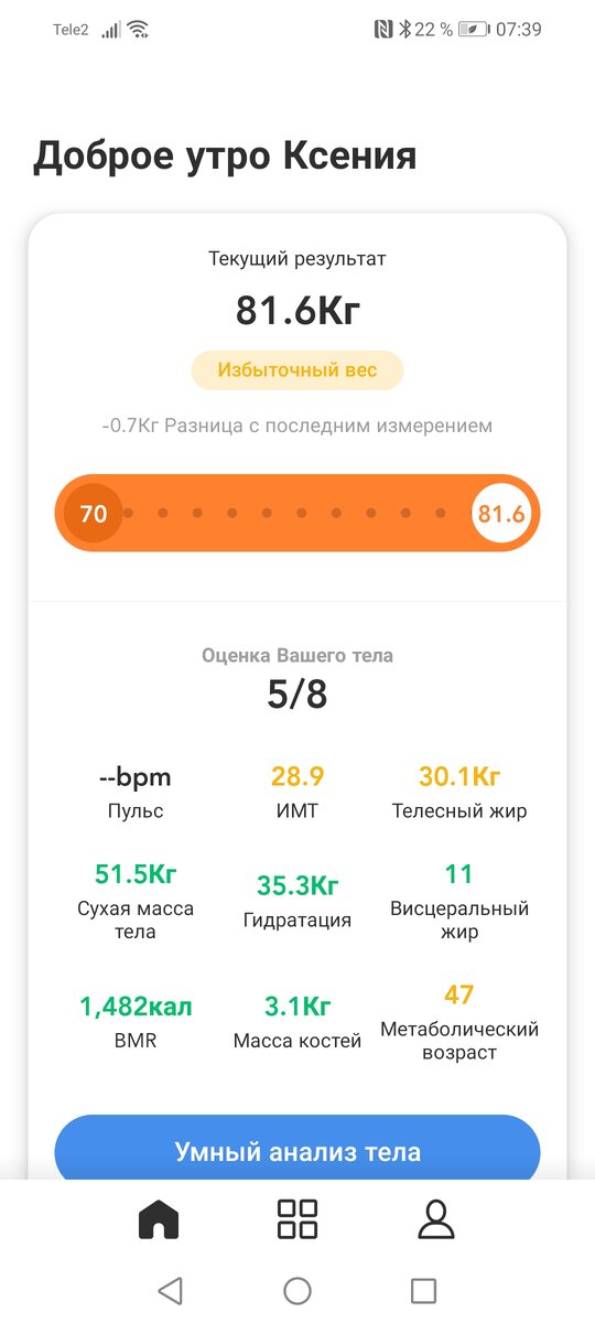 Разница на весах из-за того, что решила взвесится вечером🙈 и весы показали 82,300. Ну и соответственно утренний вес, а точнее разница вышла такая.