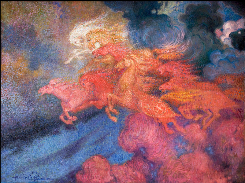 Красные кони. 1917 г. Холст, масло. 137 x 183.5 см. Екатеринбургский музей изобразительных искусств