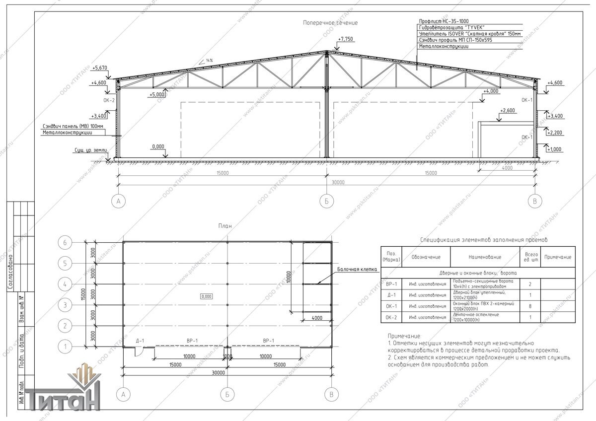 Рассмотри конструктивный состав ангара 30 x 15 x 5 из металлоконструкций для самолета и вертолета на аэродроме Конаково:  Регион строительства: Тверская обл.-2