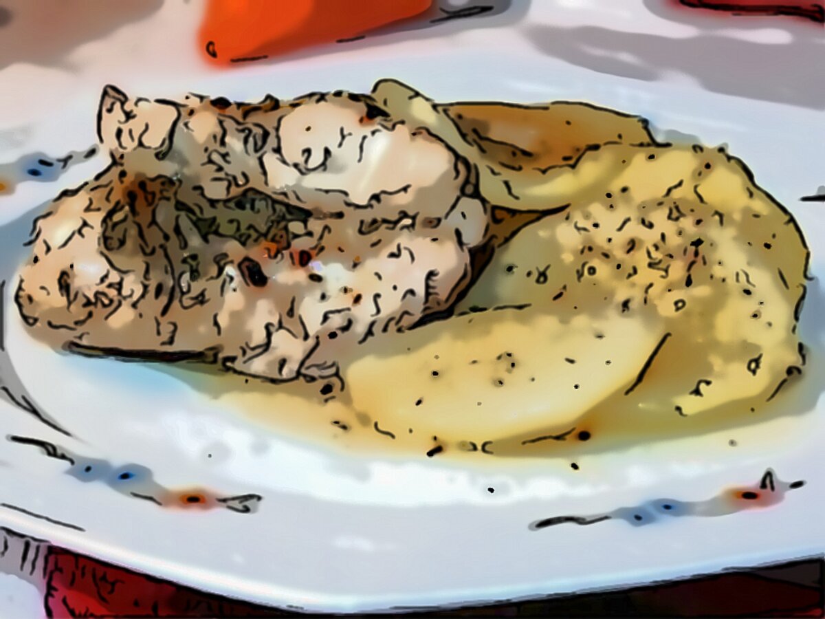 Закуска горячая из кеты и груши