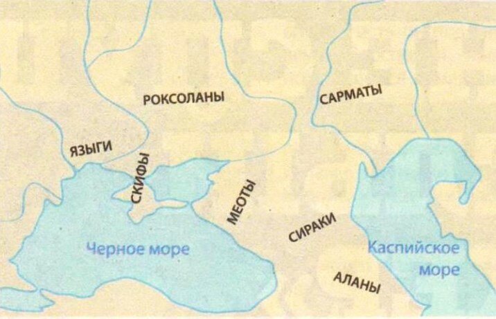 Карта расселения сарматских племён во IIвеке до н. э.