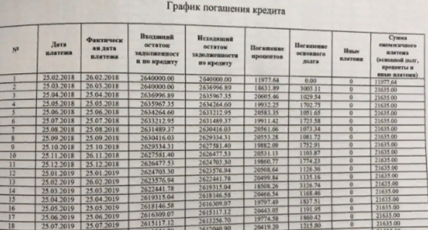 График погашения ипотеки до 2058г.