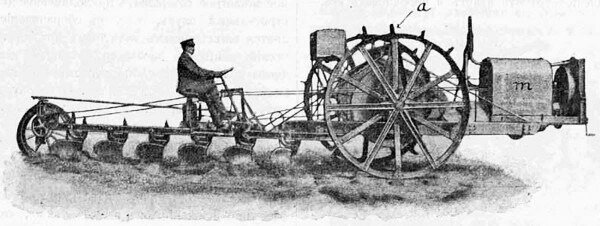 Я бы назвал это изображение "попыткой трактора", но это и есть прообраз трактора, Англия, середина XIX века. Интенсивное землепользование