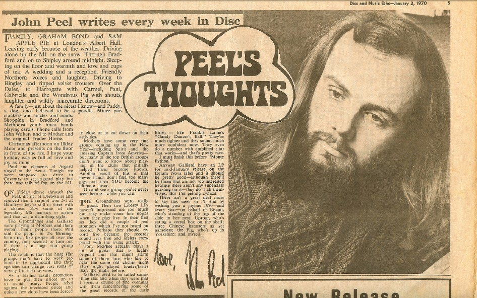 John Peel. John Peel Radio London 1967. John Paul Carmel 1987.