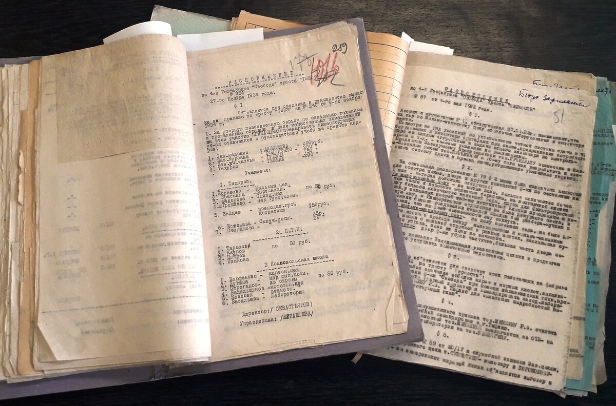  Архивные документы фабрики "Свобода" 1930-х гг.   