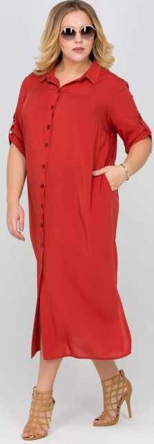 Платье-рубашка красного цвета