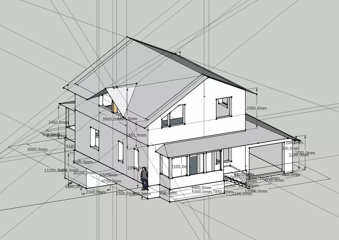 Чертеж дома в изометрии