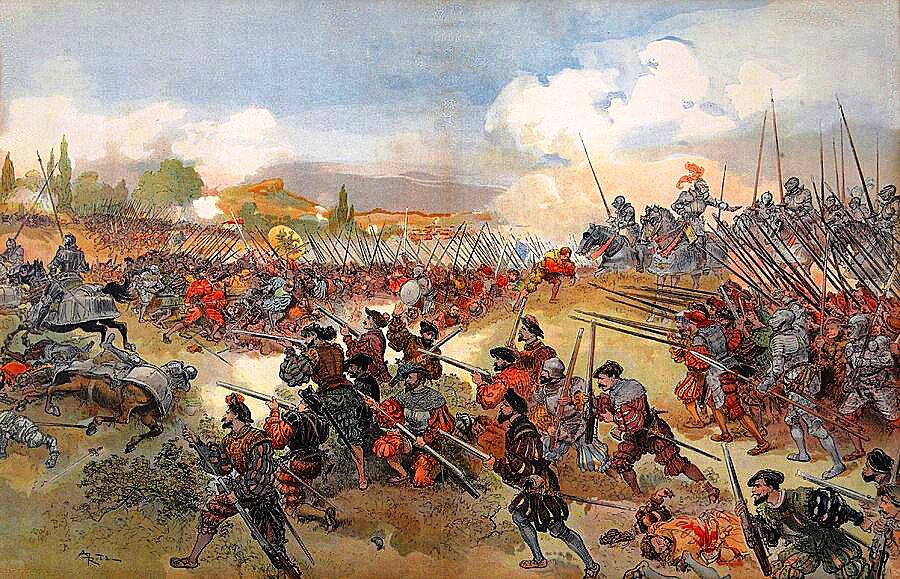 Реванш короля Франциска 1 и триумф графа д’Энгиен. Битва при Черезоле 1544. Гравюра