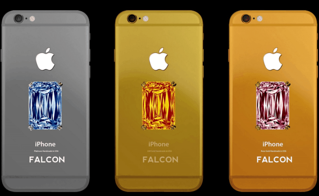 Falcon Super Nova iPhone 6 Pink Diamond, который считается самым дорогостоящим премиальным смартфоном в мире, представляет собой индивидуальный вариант iPhone 6 от компании Falcon Luxury.

Этот роскошный прибор был изготовлен из платины и золота двадцать четыре карата, а цены на него выросли до 48,5 миллионов долларов.

IPhone Falcon был доступен в 3 цветах: розовое золото, 24-каратное золото и платина. Главной отличительной чертой этих смартфонов является массивный алмаз, который встроен в заднюю панель.