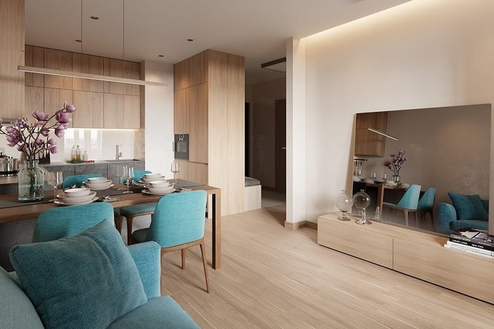 Совмещенная кухня-гостиная