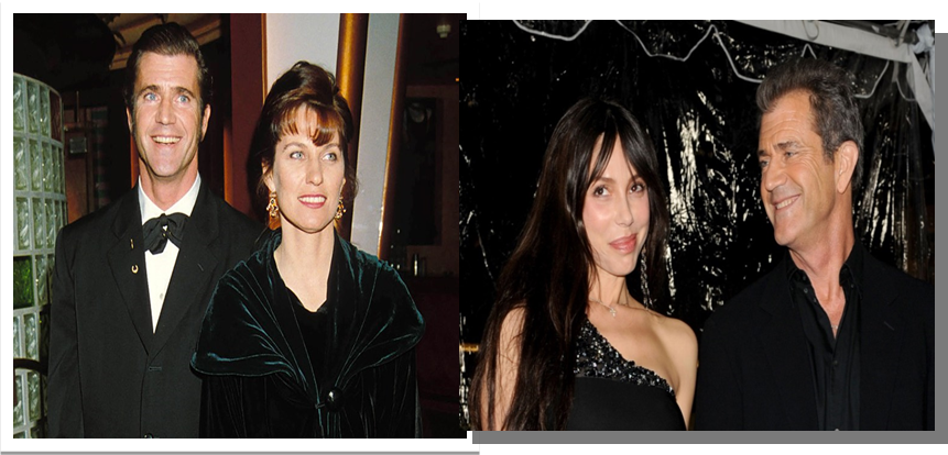 Коллаж сделан автором канала. Мел с женой Робин; Мел с Оксана Григорьева