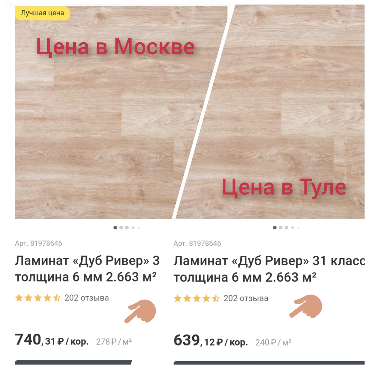 Для примера - цены в разных регионах на одну и ту же позицию на 02.02.2021