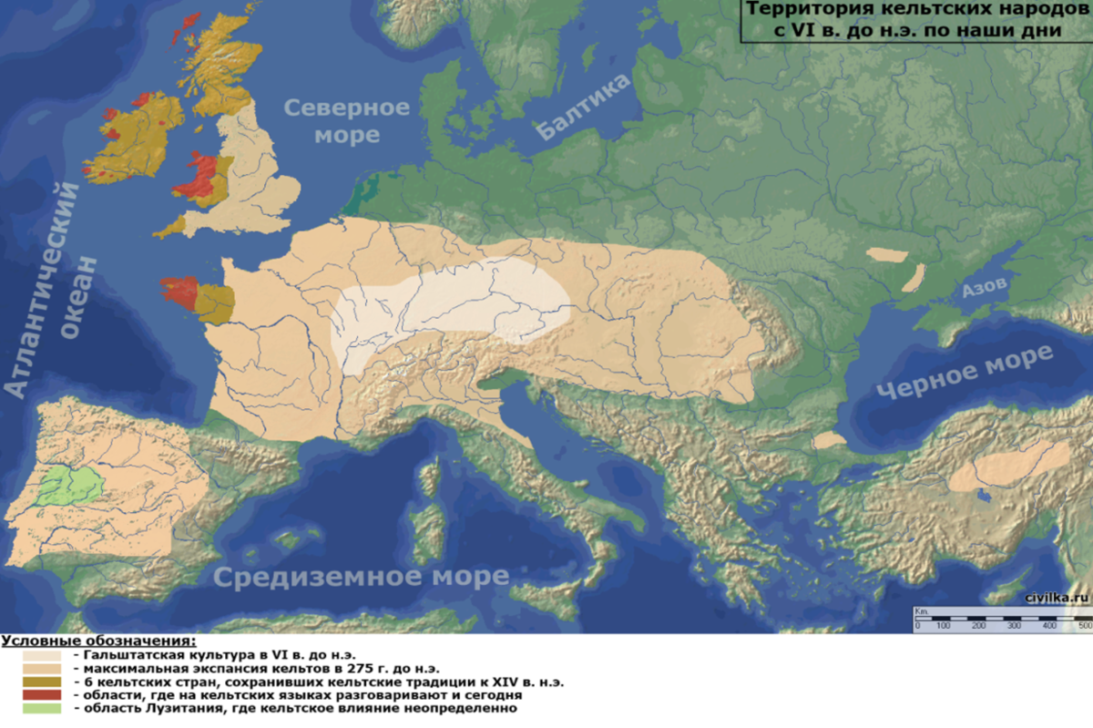 Карта кельтской экспансии в Европе. Фото: paypress.ru