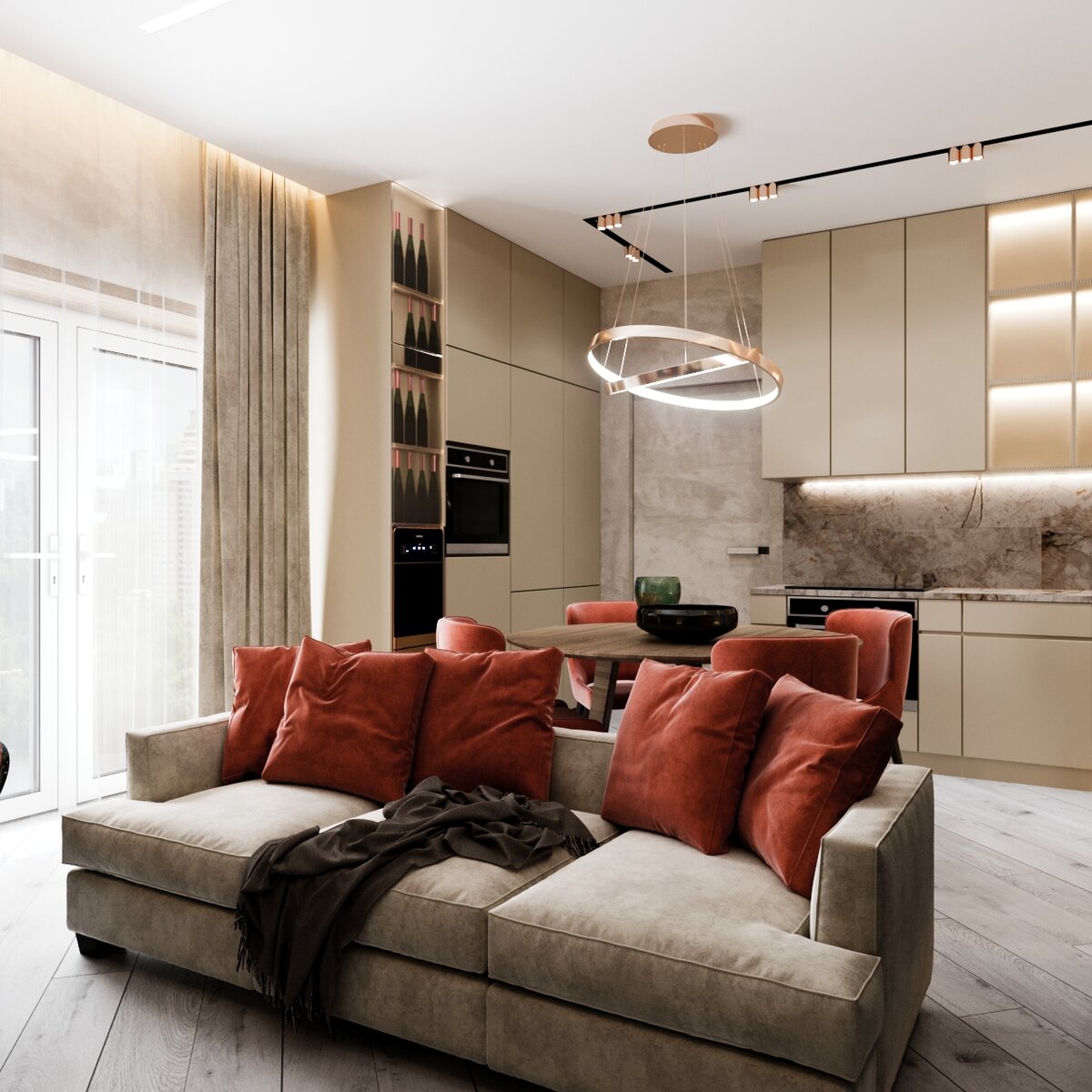 Интерьер кухни-гостиной