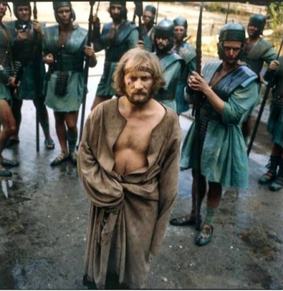 Кадр из фильма "Пилат и другие" (1971, реж. А. Вайда). Войцех Пшоняк в роли Иешуа Га-Ноцри. 