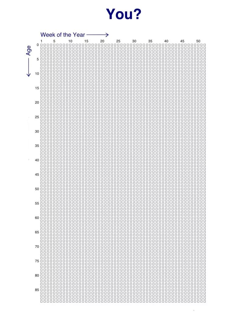 Каждый квадратик на картинке — одна неделя Вашей жизни. Если вы заштрихуете часть рисунка согласно своему возрасту — получите массу интересных ощущений.