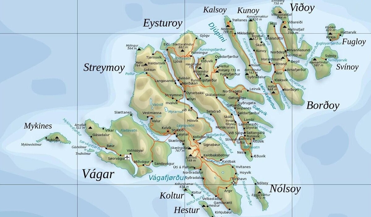 Фарерские острова Стреймой карта