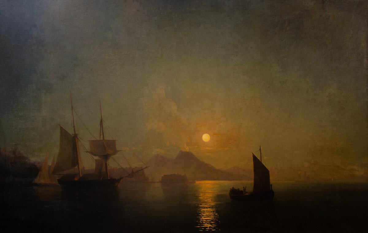 И.К. Айвазовский. Вид на Везувий в лунную ночь. 1858. Холст, масло. Вологодская областная картинная галерея