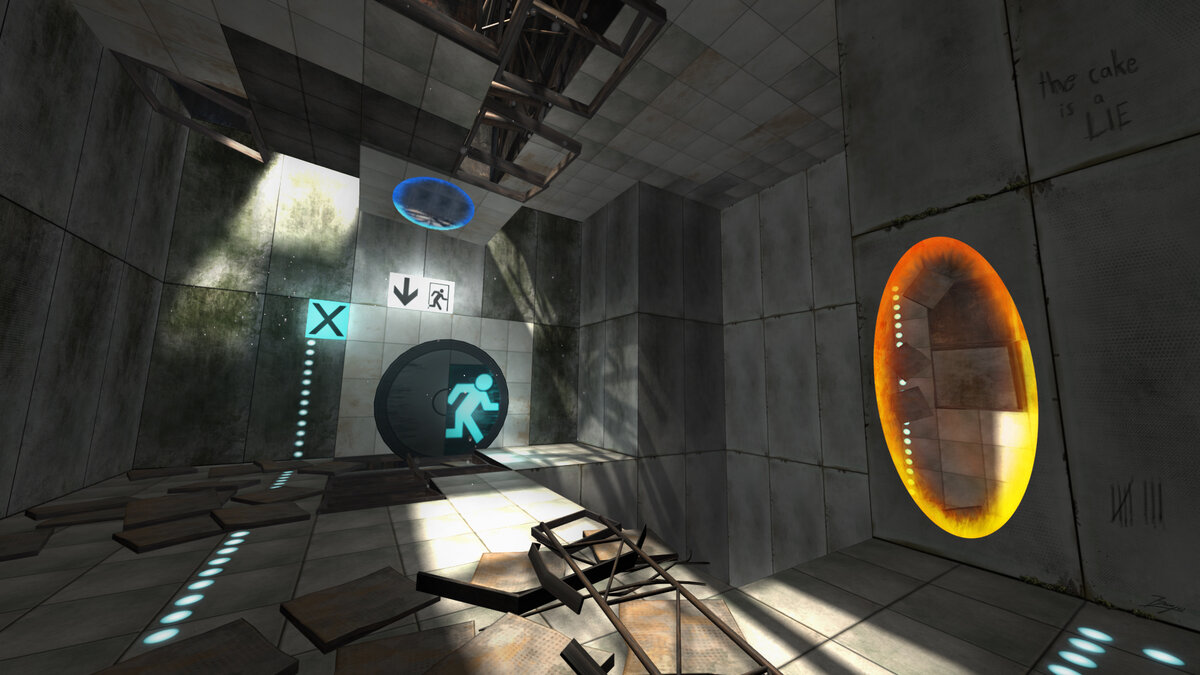 "Portal" - это культовая головоломка от первого лица, разработанная Valve Corporation. Игра была выпущена в 2007 году и стала одним из наиболее влиятельных и оригинальных проектов в истории видеоигр.-2