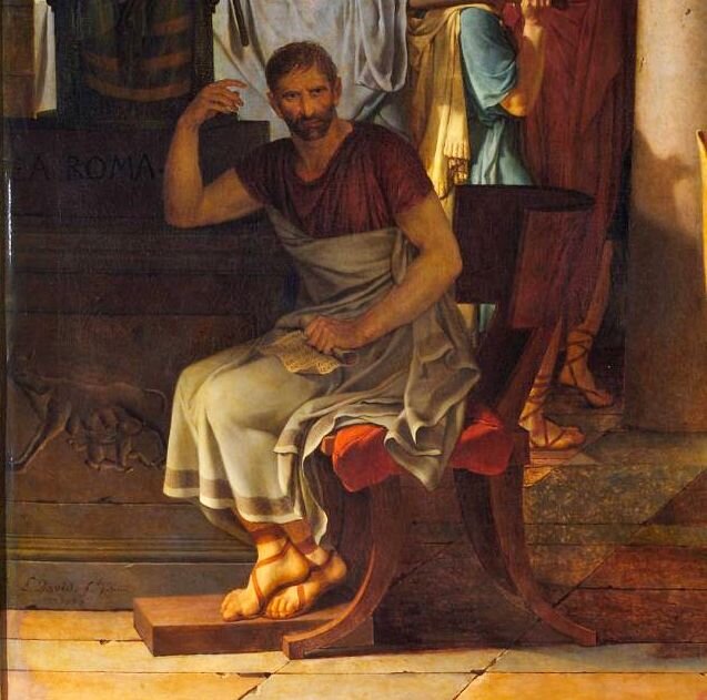 Ликторы приносят Бруту тела его сыновей. Фрагмент картины. Художник Ж.Л. Давид