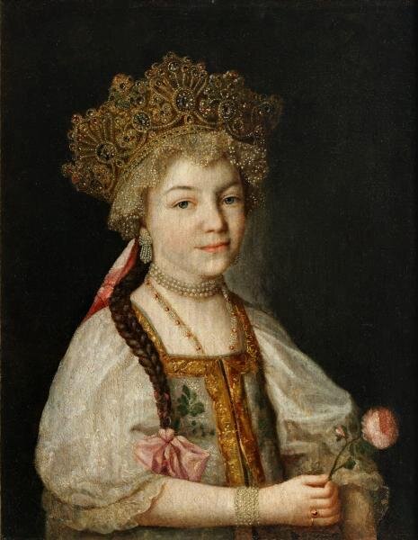 Портрет Великой княжны Александры Павловны в русском костюме. Неизвестный художник. 1796 (?), 1799  (?) г. Из коллекции Государственного Русского музея 