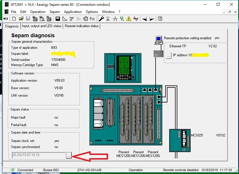 Manual time synchronization Sepam 80