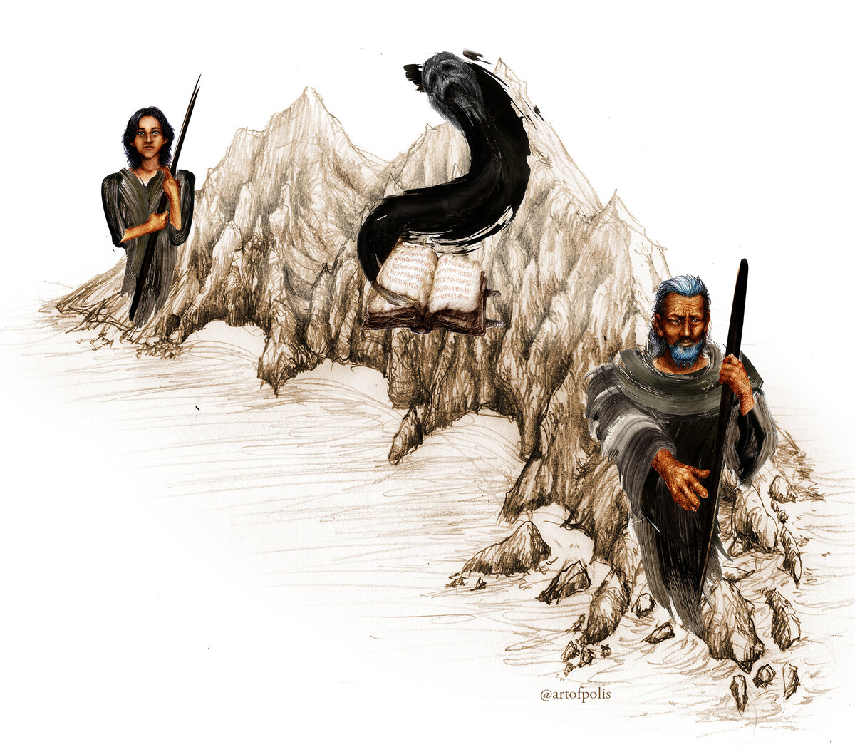 The Hero's Journey: Ged Sparrowhawk (A Wizard of Earthsea by Ursula K. Le Guin), by Paulina Sieczkowska, 2018. 