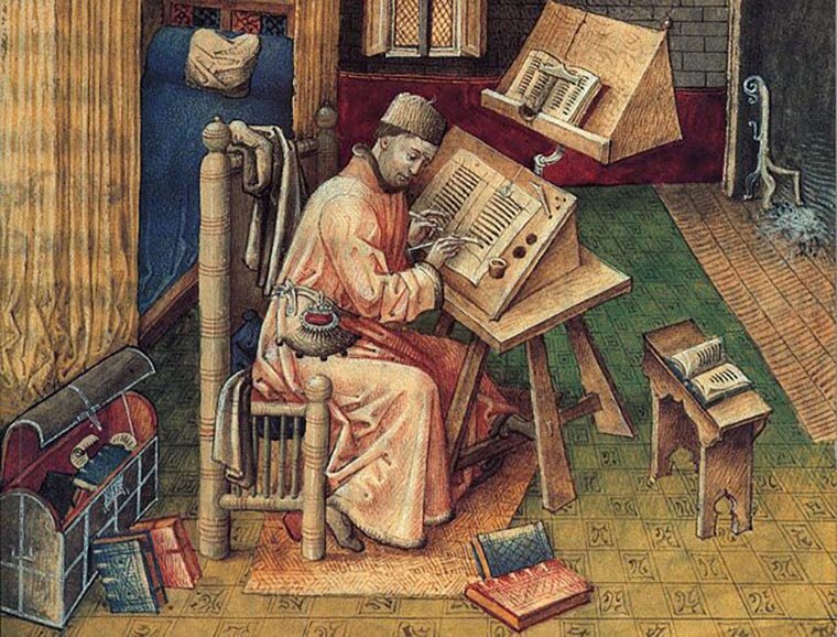 Процесс переписи книг монахами