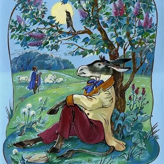 Антибасня. 
1
Понятен басни смысл. 
                                 И то, сказать... 
Всё это - звери! 
                                             Надо понимать,                  Что слово они слышат, как сигнал
Который, знак инстинктам их подал! 
Что в нем? Агрессия? Внимание? 
Животный страх? Непонимание
       Инстинкту неподвластных чувств?          В них мир сознания от сотворенья пуст! 
Их интеллект иной природы.
Их шкура чувствует погоду,
Им запахи - охота и искус.
А утоленье голода - их вкус!
2
Для человека слово - откровение! 
Оно ему в одно мгновенье. 
Как только влух его сказать,
Иль взять стило и записать, 
    Доставит смысл в веках хранимый. 
Иное выдаст образ мнимый, 
И в думах мыслей чехарду.
Игрой которых на беду
Он увлекается под час
         И для него в пустыне глас,                                       
Тогда уже вне понимания, 
           Как для животного сознанья.                                      
                                                3                                                         Здесь, я бы Много сказать мог,
Но обратитесь к слову Бог!
В среде стихий, к Его причалу.
Оно как есть было в начале.
Им, вот - и небо и земля, 
Моря и горы, и поля,
Растений мир многообразный, 
Зверей и птиц - мир всякий-разный!
Всё это дал Бог человеку
И смысл разума от века
Он в Своём  Слове заключил. 
Кто мир вынимать Ему учил? 
4
Кто воплощеньм Слова стал? 
Кому, Бог власть над миром дал?
Не ошибитесь люди в этом
Живя, как есть, на белом свете.
За слово всем держать ответ
И здесь уже ни да, ни нет, 
Значения иметь не будет. 
С ним в соответствии пребудет
Уже сказавший его прежде.
Уразумейте смысл надежды.
Бог время всем ещё даёт.
Кому дано понять - поймёт!
       В. Инмир. 