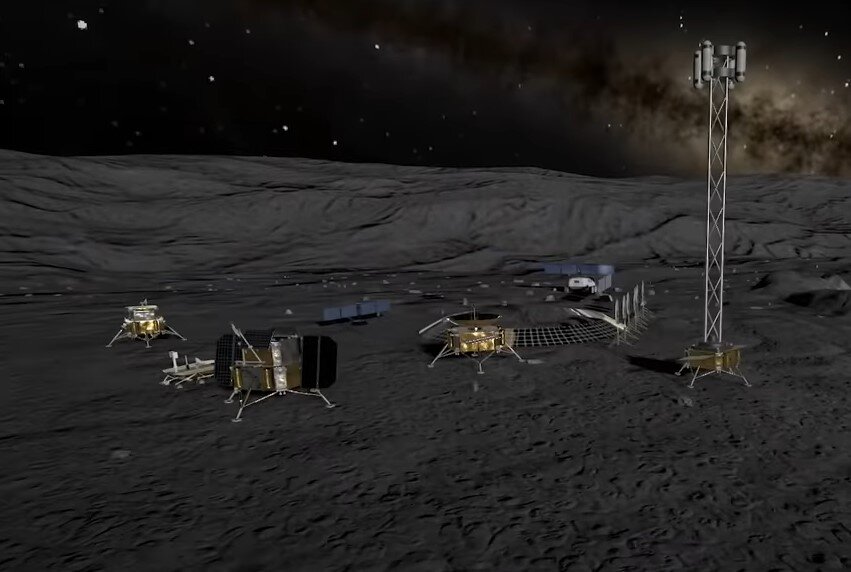 Изображение будущей китайской станции на Луне. В общем, несколько разных АМС посадят в одном месте и наладят между ними связь - это и будет станция. 