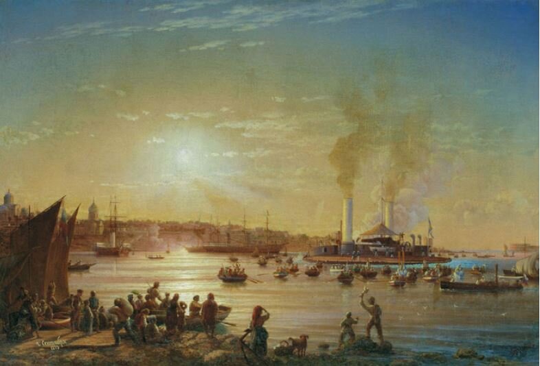 Картина Красовского Н.П. Прибытие поповки «Новгород» в Севастополь